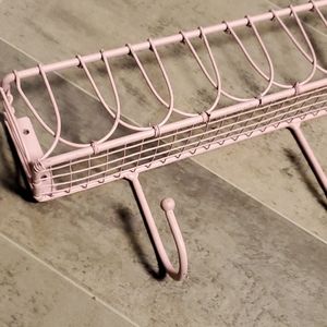 None Accents - Cotton Candy Pink Metal Hook Wall Shelf None Accents - Cotton Candy Pink Metal Hook Wall Shelf